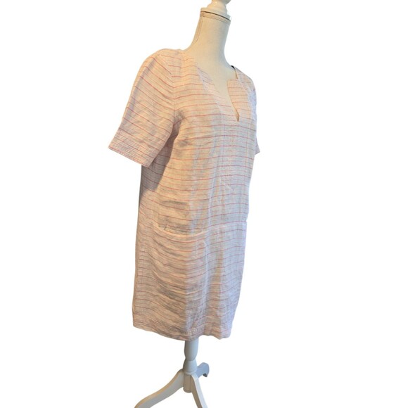 VINEYARD VINES linen Sz 12 Striped Beach Tunic  Dress Pink/Taupe pockets summer - Picture 10 of 10
